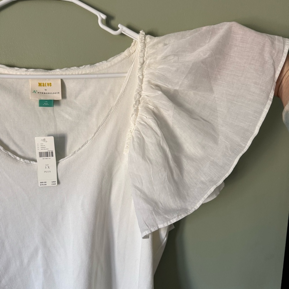 Anthropologie Maeve Flutter Sleeve Top NWT - Picture 6 of 7